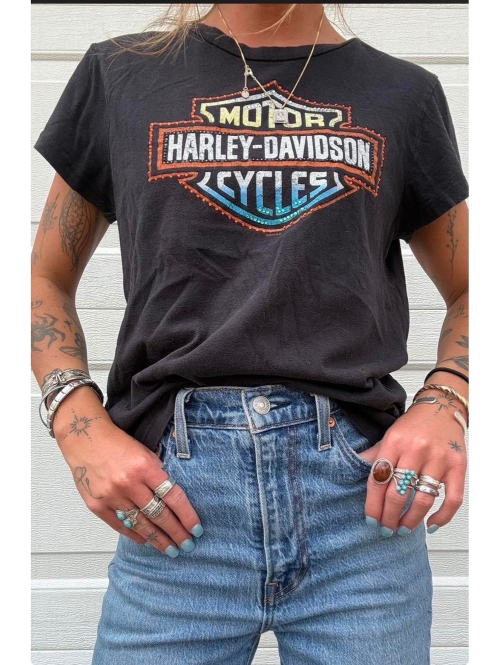 Harley-Davidson Black Graphic Logo T-Shirt Size L Made in USA